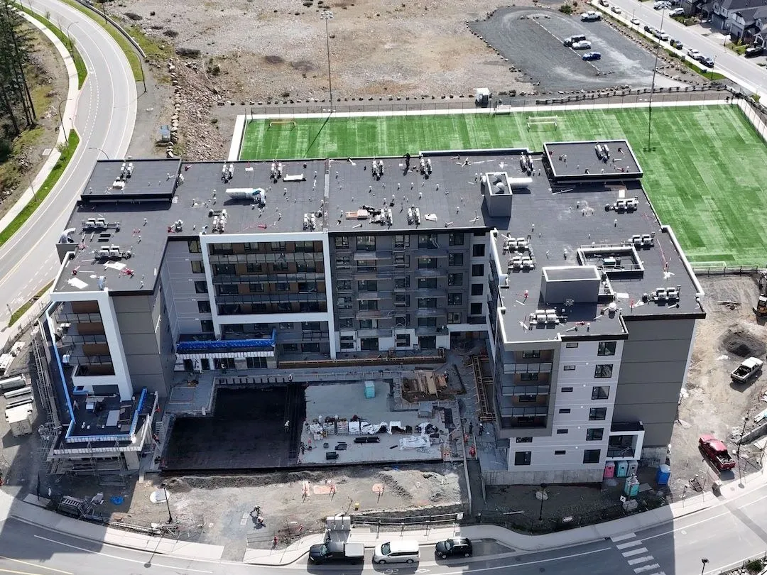 Aerial photo of Westview Apartments, Vancouver Island